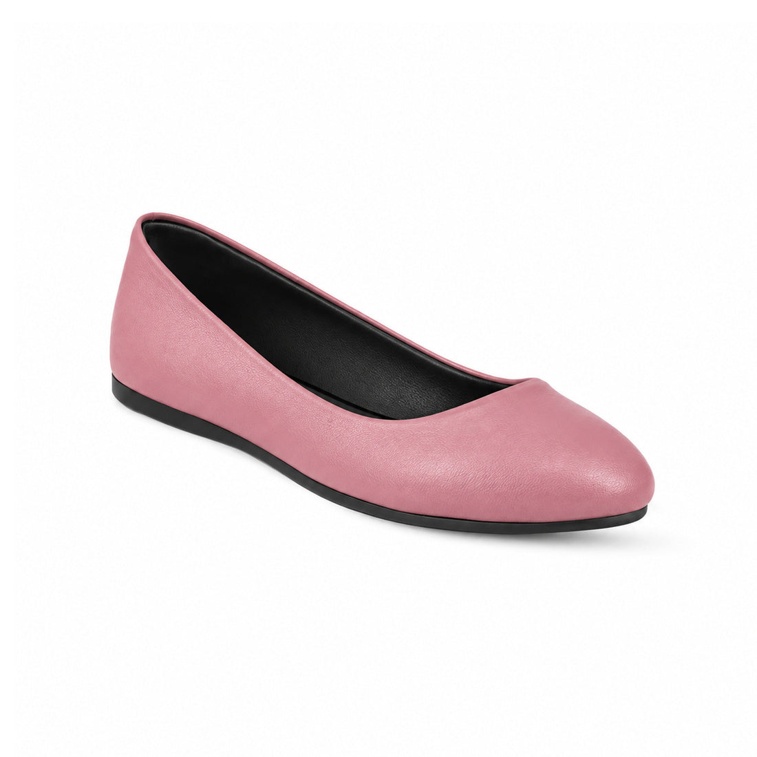Rose Solid Round Toe – كوتشي فلات حريمي جلد روز، مايلة – ECADRA