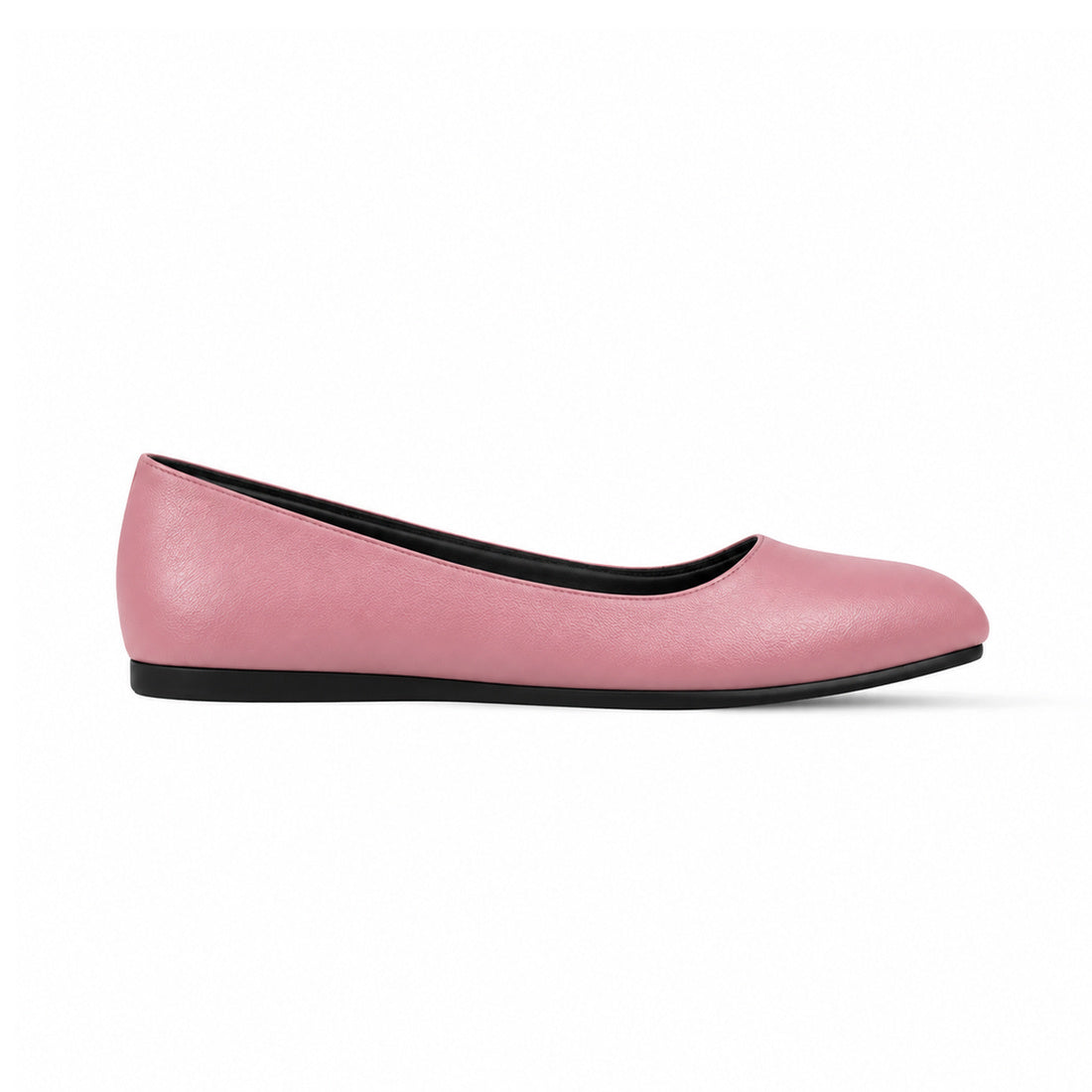 Rose Solid Round Toe – كوتشي فلات حريمي جلد روز، من الجنب – ECADRA