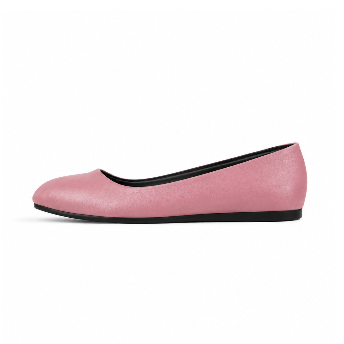 Rose Solid Round Toe – كوتشي فلات حريمي جلد روز، من الجنب 2 – ECADRA