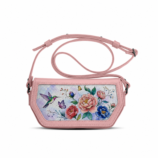 Rose Swag Crossbody Vibrant Hummingbird Floral Print – شنطة كروس ميني مرسوم عليها ورد – ECADRA