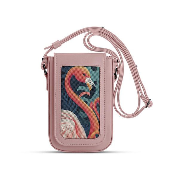 Rose Tagged Crossbag Flamingo – شنطة كروس للموبايل مرسوم عليها فلامنجو – ECADRA
