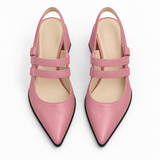Slingback Heels Rose – جزمة كعب حريمي سلينج باك جلد صناعي روز، من فوق – ECADRA