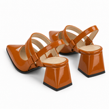 Slingback Heels Havana – جزمة كعب حريمي سلينج باك جلد لامع هافانا، من ورا – ECADRA