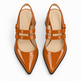 Slingback Heels Havana – جزمة كعب حريمي سلينج باك جلد لامع هافانا، من فوق – ECADRA