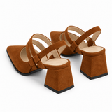 Slingback Heels Havana – جزمة كعب حريمي سلينج باك شمواه صناعي هافانا، من ورا – ECADRA