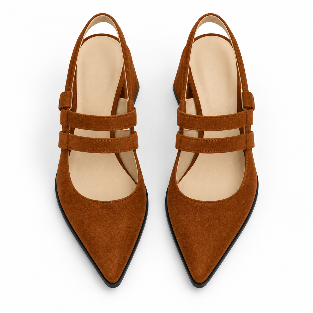 Slingback Heels Havana – جزمة كعب حريمي سلينج باك شمواه صناعي هافانا، من فوق – ECADRA