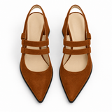 Slingback Heels Havana – جزمة كعب حريمي سلينج باك شمواه صناعي هافانا، من فوق – ECADRA