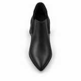 Slit Heeled Bootie Black – هاف بوت حريمي بكعب جلد صناعي أسود، من فوق – ECADRA