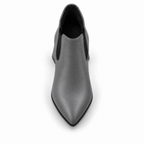 Slit Heeled Bootie Grey – هاف بوت حريمي بكعب جلد صناعي رمادي، من فوق – ECADRA