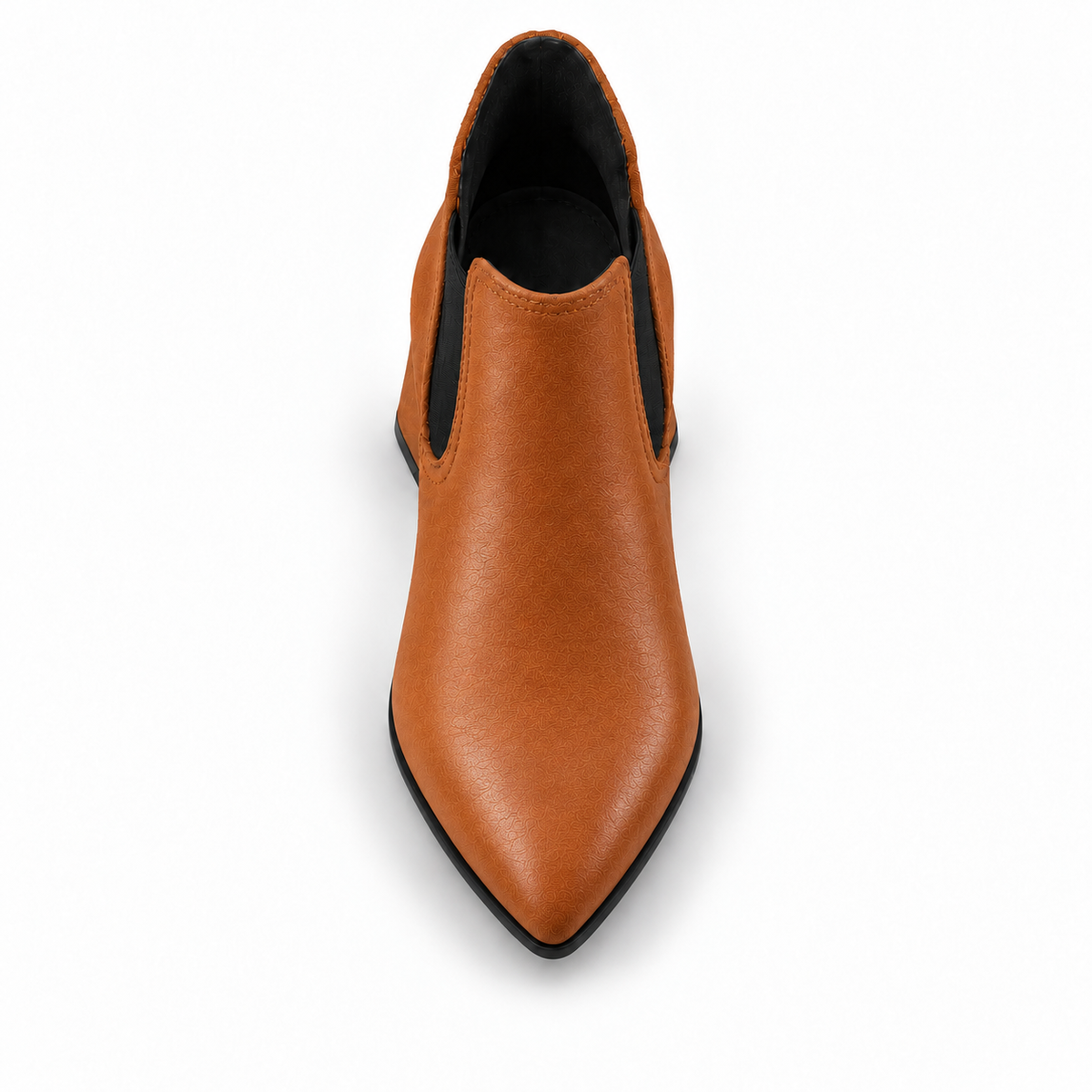 Slit Heeled Bootie Havana – هاف بوت حريمي بكعب جلد صناعي هافانا، من فوق – ECADRA
