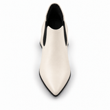 Slit Heeled Bootie Ivory – هاف بوت حريمي بكعب جلد صناعي أوف وايت، من فوق – ECADRA