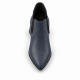 Slit Heeled Bootie Navy Blue – هاف بوت حريمي بكعب جلد صناعي كحلي، من فوق – ECADRA