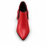 Slit Heeled Bootie Red – هاف بوت حريمي بكعب جلد صناعي أحمر، من فوق – ECADRA
