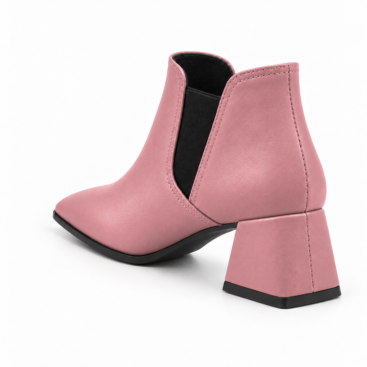 Slit Heeled Bootie Rose – هاف بوت حريمي بكعب جلد صناعي روز، من ورا – ECADRA