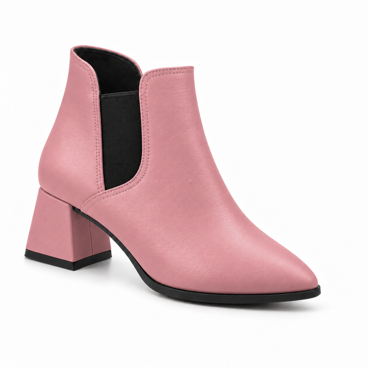 Slit Heeled Bootie Rose – هاف بوت حريمي بكعب جلد صناعي روز، من قدام – ECADRA