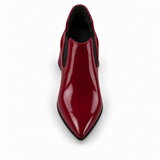 Slit Heeled Bootie Burgundy – هاف بوت حريمي بكعب جلد لامع نبيتي، من فوق – ECADRA