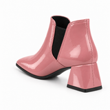 Slit Heeled Bootie Rose – هاف بوت حريمي بكعب جلد لامع روز، من ورا – ECADRA