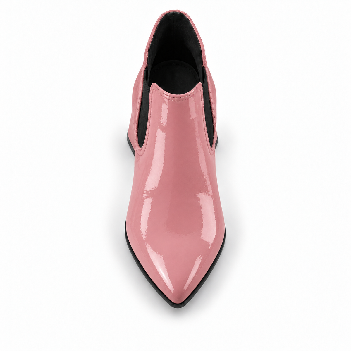 Slit Heeled Bootie Rose – هاف بوت حريمي بكعب جلد لامع روز، من فوق – ECADRA
