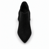 Slit Heeled Bootie Black – هاف بوت حريمي بكعب شمواه صناعي أسود، من فوق – ECADRA