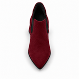 Slit Heeled Bootie Burgundy – هاف بوت حريمي بكعب شمواه صناعي نبيتي، من فوق – ECADRA