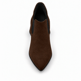 Slit Heeled Bootie Chocolate – هاف بوت حريمي بكعب شمواه صناعي شوكولاتة، من فوق – ECADRA