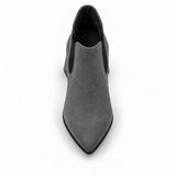 Slit Heeled Bootie Gray – هاف بوت حريمي بكعب شمواه صناعي رمادي، من فوق – ECADRA