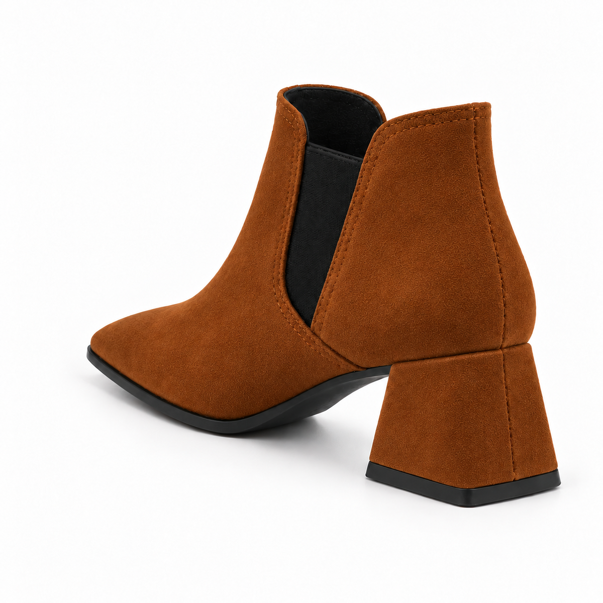 Slit Heeled Bootie Havana – هاف بوت حريمي بكعب شمواه صناعي هافانا، من ورا – ECADRA