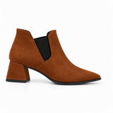 Slit Heeled Bootie Havana – هاف بوت حريمي بكعب شمواه صناعي هافانا، من الجنب – ECADRA