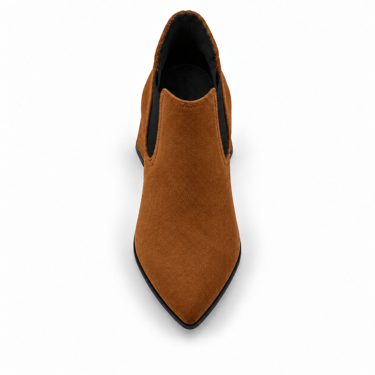 Slit Heeled Bootie Havana – هاف بوت حريمي بكعب شمواه صناعي هافانا، من فوق – ECADRA