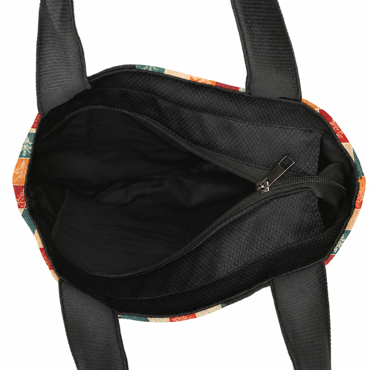 ToteBag Christmas Pattern – inside view, lining and pocket – ECADRA