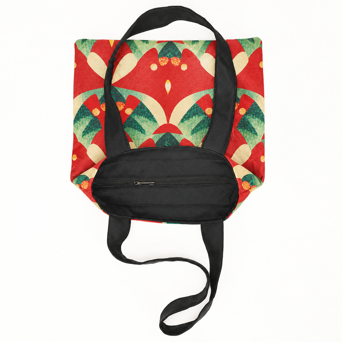 ToteBag Christmas Red – open flat view, full print – ECADRA