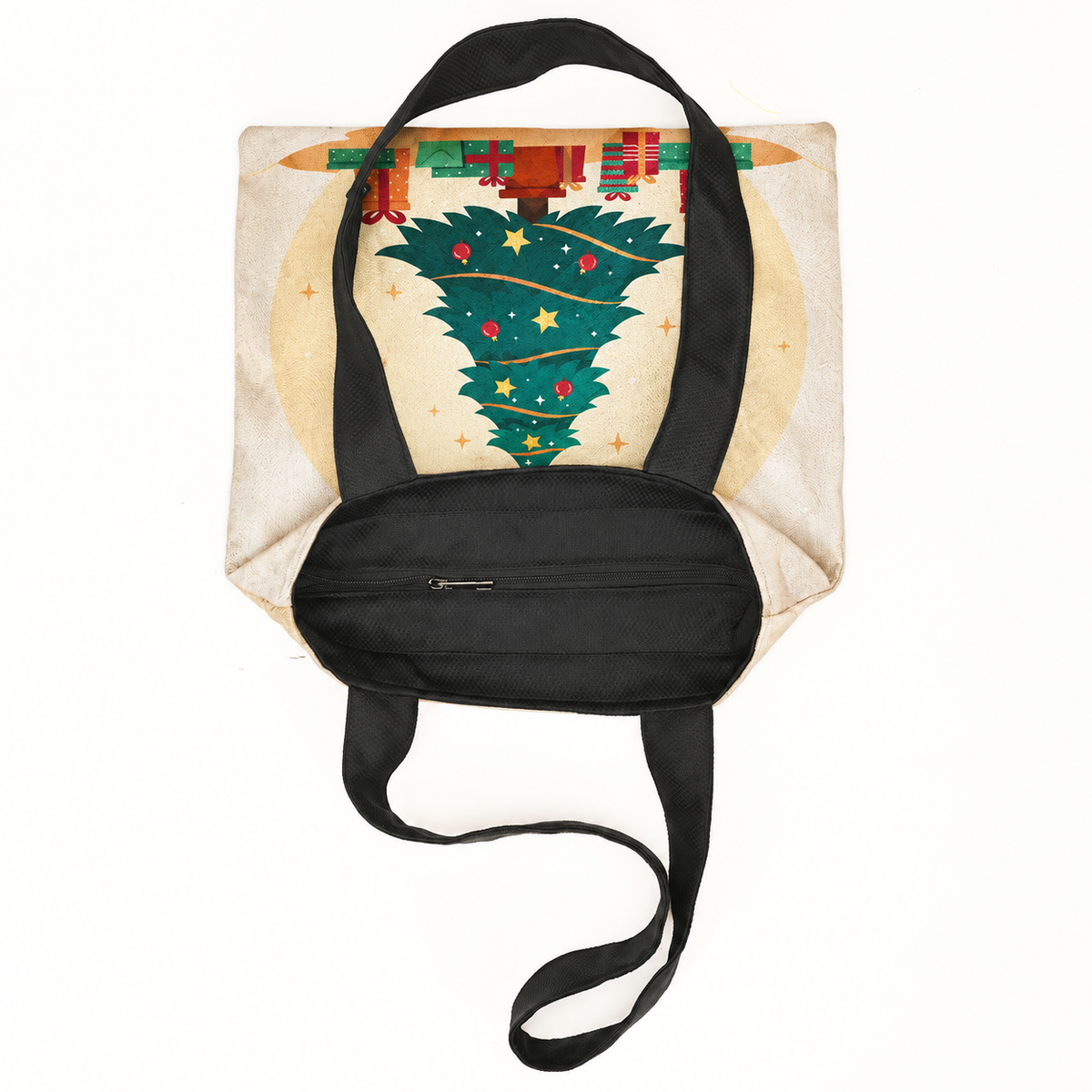 ToteBag Christmas Tree – open flat view, full print – ECADRA