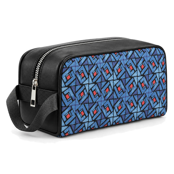 Travel Case African Blue – شنطة ميكب للسفر مرسوم عليها نقشة أفريقي – ECADRA