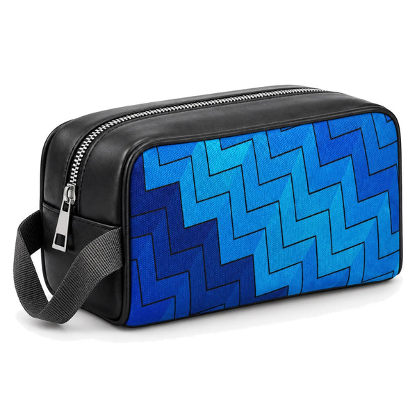 Travel Case Blue Pattern – شنطة ميكب للسفر مرسوم عليها رسمة أبستراكت – ECADRA