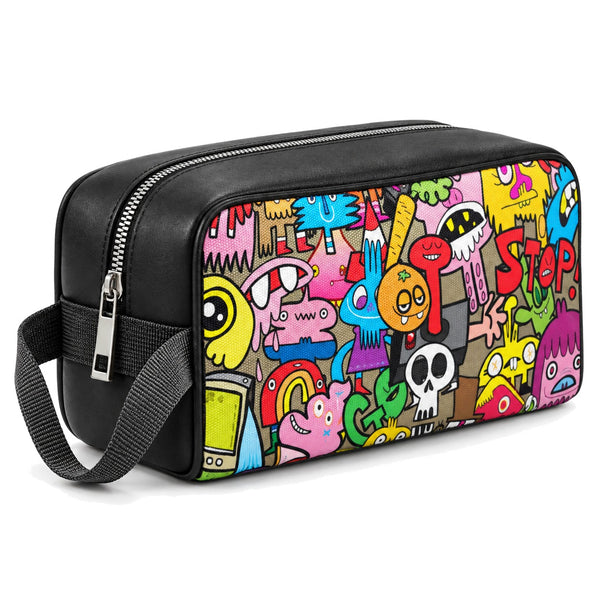 Travel Case Doodle – شنطة ميكب للسفر مرسوم عليها رسمة فنية بالألوان – ECADRA