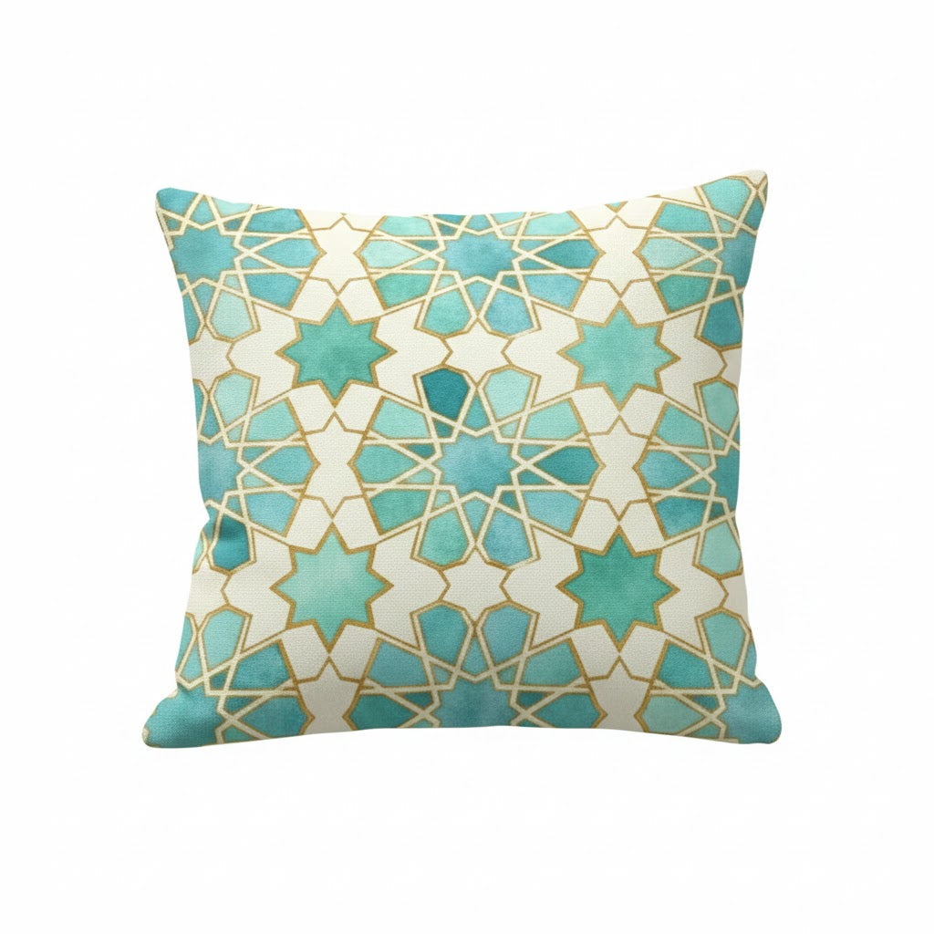 Decorative Pillow Modern Teal Arabesque Ramadan