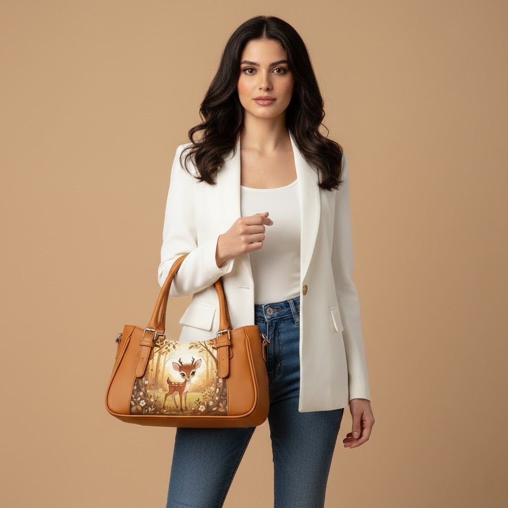 Havana Curve Satchel – Sweet Watercolor Baby Deer - 1