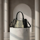 Black  Curve Satchel – Luxury Gold Islamic Geometric Arabesque Pattern - 4