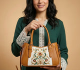 Havana Curve Satchel – Vintage Floral Embroidered Damask - 4