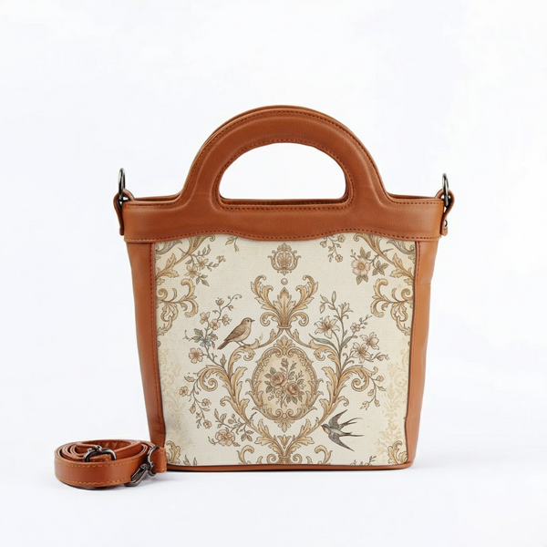 Havana Top Handle Handbag Victorian Botanical Bird Toile Vintage - 1