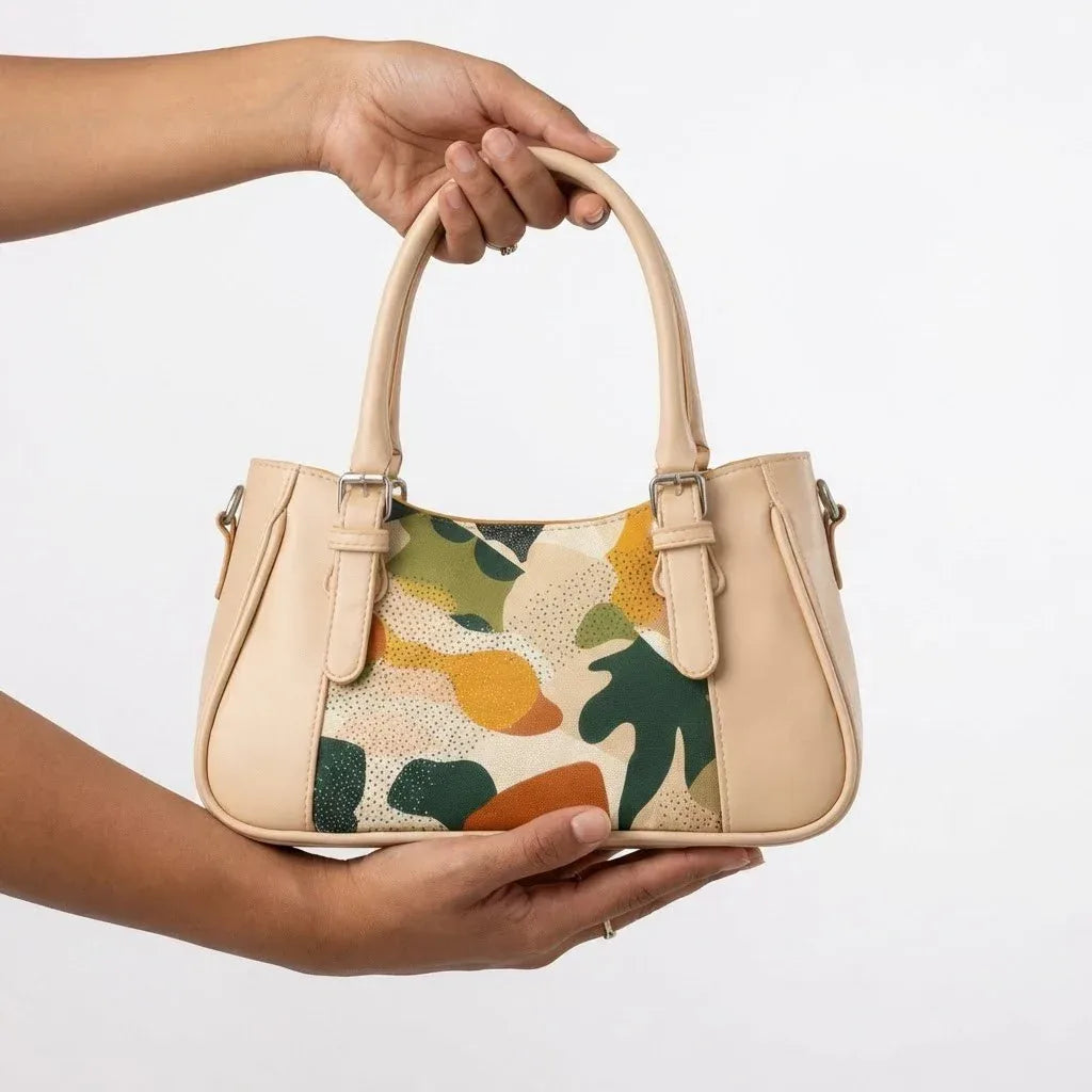 Beige Curve Satchel – Sleek, Stylish, Everyday - 7
