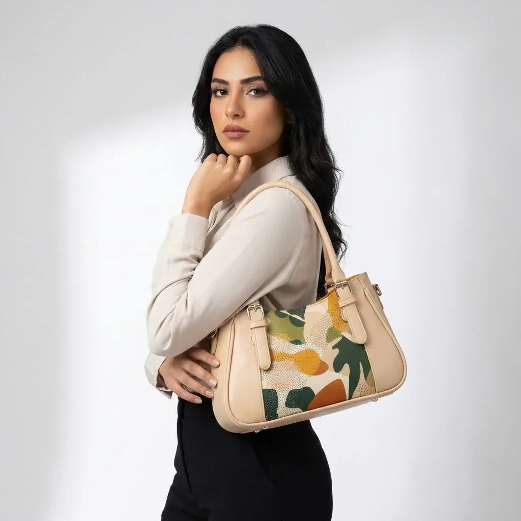 Beige Curve Satchel – Sleek, Stylish, Everyday - 2
