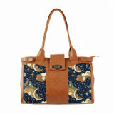 Double Handle Large Bag Celestial Moon Clouds Boho Canvas - 1