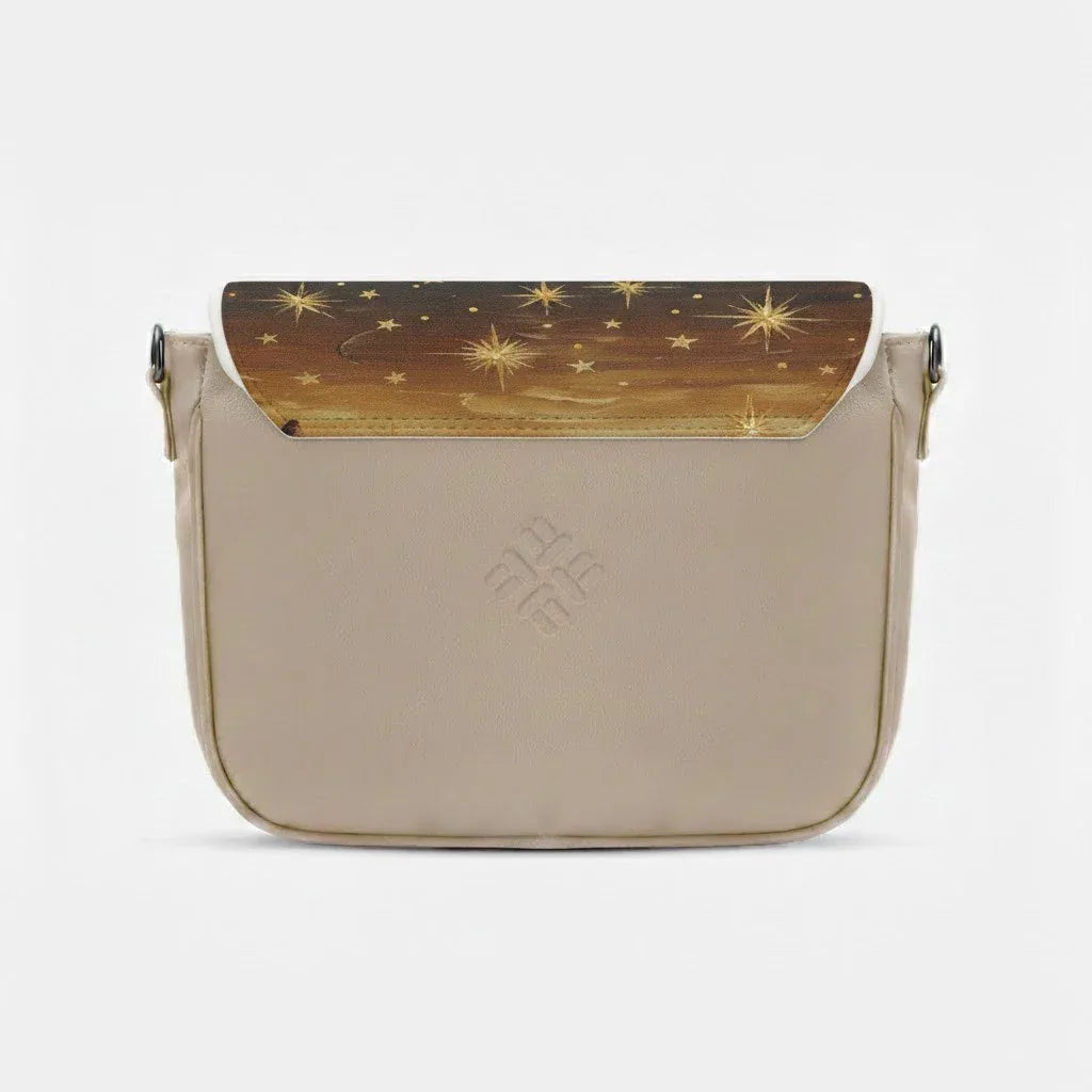 Beige Messenger Crossbody Painted Moon Art Saddle - 2