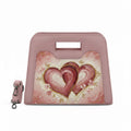 Rose Chic Peek Handbag Textured Impasto Pink Hearts Floral Gold Art