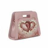 Rose Chic Peek Handbag Textured Impasto Pink Hearts Floral Gold Art - 2