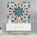 Wall Tasperty Teal Rust Watercolor Islamic Geometric Art