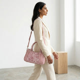 Rose Curve Satchel – Soft Pink Vintage Rose Botanical - 4