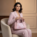 Rose Curve Satchel – Soft Pink Vintage Rose Botanical