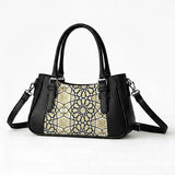 Black  Curve Satchel – Luxury Gold Islamic Geometric Arabesque Pattern - 6